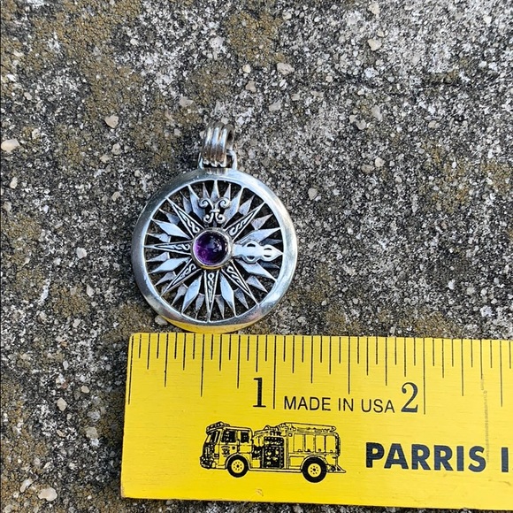 Celtic Fleur de Lis Compass Rose Amethyst Pendant - Picture 10 of 12